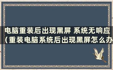 电脑重装后出现黑屏 系统无响应（重装电脑系统后出现黑屏怎么办）